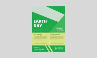 jordens dag flygblad malldesign. internationella Mother Earth Day flygblad. miljöproblem och miljöskydd, omslag, a4-storlek, flygblad, broschyr, affischdesign vektor