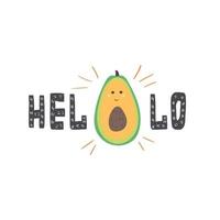 beschriftung hallo mit avocado vektor