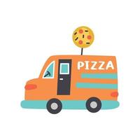 vektor tecknad transport pizza maskin