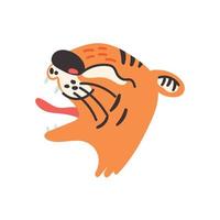 Kopf eines orangefarbenen und schwarzen brüllenden Tigers vektor