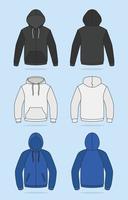 platt hoodie mock up set vektor