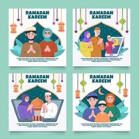 ramadan familjesamling sociala medier set vektor