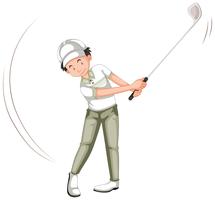 Ein Golfspielercharakter auf weißem Hintergrund vektor