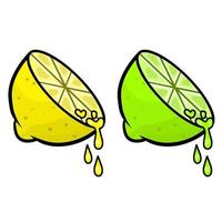 Vektor Zitrone und grüne Limette. gelbe saure Frucht.