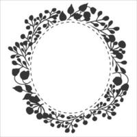 eleganter Blumenrahmen, Randsilhouette im handgezeichneten Doodle-Stil einzeln auf weißem Hintergrund. Kranzdekoration, zarte ClipArt. Vektor-Illustration vektor