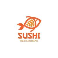 Sushi-Fisch-Lachs-Logo-Illustration auf weißem Hintergrund