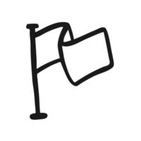 Vektor-Flaggen-Symbol im handgezeichneten Stil. Umriss isoliertes Symbol. Abbildung auf weißem Hintergrund. Design für Druck- und Malbücher. Cartoon-Piktogramm für Spiel. gekritzel wimpel vektor