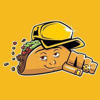 vektor illustration av tacos karaktär bär en hatt