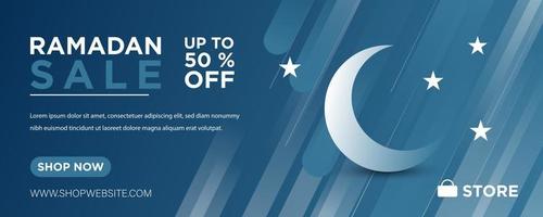 modern webbbanner med blå bakgrund. ramadan försäljning. vektor illustration.