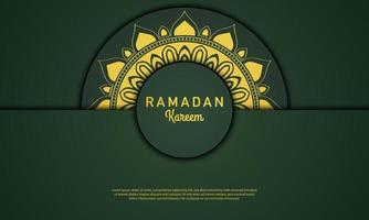 Vektorgrafik von Ramadan Kareem mit goldenem Mandala und grünem Hintergrund. geeignet für Premium-Verpackungsdesign, dekorativen und anderen luxuriösen Hintergrund vektor