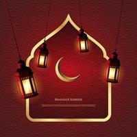 Vektorgrafik von Ramadan Kareem mit Laterne und islamischem Ornamentmuster. geeignet für Grußkarten, Tapeten und andere. vektor