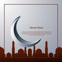 Vektorgrafik von Ramadan Kareem mit Mond und Moschee. geeignet für Grußkarten, Tapeten und andere. vektor