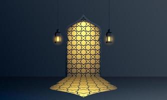 Vektorgrafik von Ramadan Kareem mit Laterne und islamischem Ornament. vektor