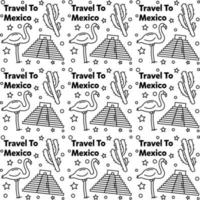 resa till Mexiko doodle sömlösa mönster vektordesign vektor