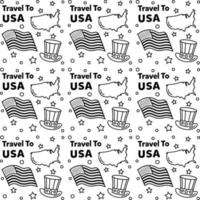 resa till usa doodle sömlösa mönster vektordesign vektor