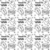 reise nach usa doodle nahtloses muster vektordesign vektor