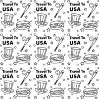 resa till usa doodle sömlösa mönster vektordesign vektor