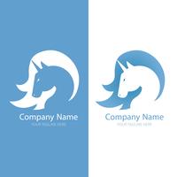 Logotyp med en enhörning för ditt företag. Pegasus-ikonen. Lutning vektor platt linje illustration.