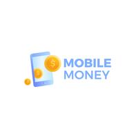 Mobile Money Payment-Logo. Ein Telefon mit Dollargoldmünzen. vektor