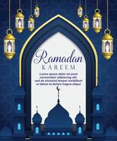 Ramadan-Hintergrund mit blauem und weißem Farbdesign vektor