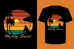 wartender Sonnenuntergang Retro-Vintage-T-Shirt-Design vektor