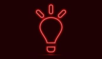 neon röd glödlampa isolerad på en mörk bakgrund. vektor illustration