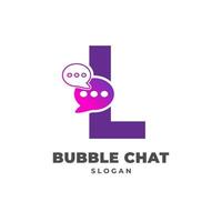 Buchstabe l mit Bubble-Chat-Dekorationsvektor-Logo-Design vektor