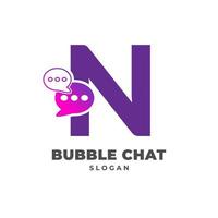 bokstaven n med bubbla chat dekoration vektor logotypdesign
