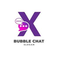 bokstaven x med bubbla chat dekoration vektor logotypdesign