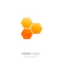 En gyllene droppe honung. Söt logotyp för företaget. Vektor lutning illustration