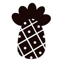 Ananas-Vektor-Symbol. exotische früchte monochrom. handgezeichnetes Gekritzel, Silhouette. tropisches dessert, stilvoller schwarzer druck. isolierte Darstellung auf weißem Hintergrund. vektor