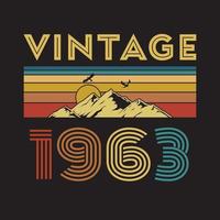 1963 Vintage Retro-T-Shirt-Design, Vektor, schwarzer Hintergrund vektor