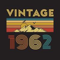 1962 Vintage Retro-T-Shirt-Design, Vektor, schwarzer Hintergrund vektor