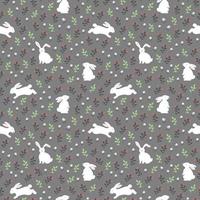 påsk sömlösa mönster med vita kaniner på grå bakgrund, design för tapeter, mode, tyg, textil, barnprodukt och alla tryck vektor