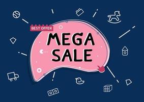 Mega-Sale-Banner-Vektor für die Dekoration von Einkaufszentren vektor