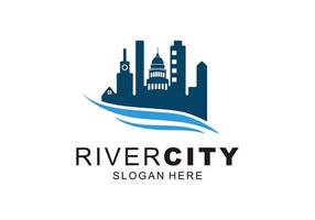 floden stad stad logotyp mall vektor