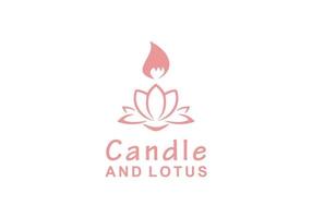 Kerze und Lotus-Symbol-Symbol-Logo-Design-Vorlage vektor