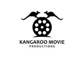 känguru und filmrolle logo design illustration vektor