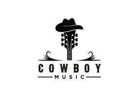 gitarr och hatt inspiration symbol cowboy logotyp vektor