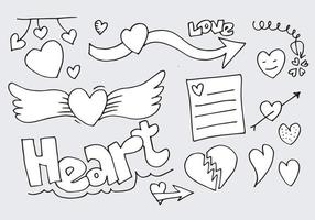 uppsättning kärlek. handritning. doodle stil. för din design. vektor