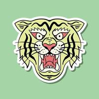 handritad gul tiger doodle illustration för klistermärken etc vektor