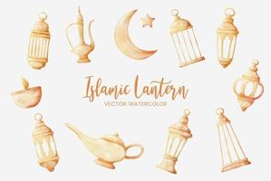 islamische laterne aquarell set sammlung kunst grafik design illustration vektor