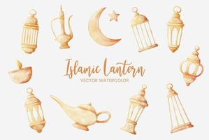 islamisk lykta vattenfärg set samling konst grafisk design illustration vektor