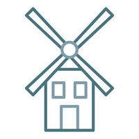 Windmühlenlinie zweifarbiges Symbol vektor