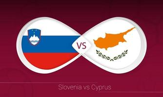 slowenien gegen zypern im fußballwettbewerb, gruppe h. gegen Symbol auf Fußballhintergrund. vektor