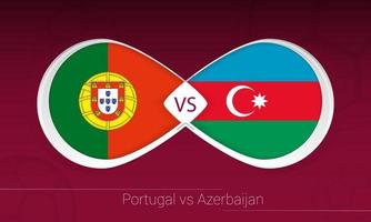 portugal gegen aserbaidschan im fußballwettbewerb, gruppe a. gegen Symbol auf Fußballhintergrund. vektor