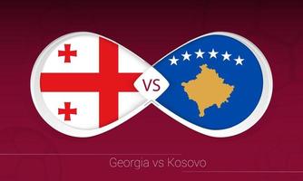 georgia vs kosovo i fotbollstävling, grupp b. kontra ikonen på fotboll bakgrund. vektor