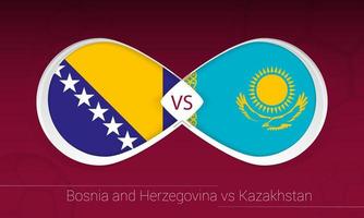 bosnien und herzegowina gegen kasachstan im fußballwettbewerb, gruppe d. gegen Symbol auf Fußballhintergrund. vektor