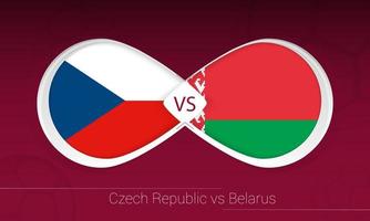 tschechien gegen weißrussland im fußballwettbewerb, gruppe e. gegen Symbol auf Fußballhintergrund. vektor