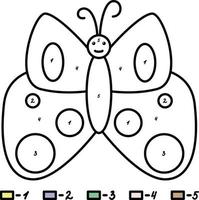målarbok för barn - fjäril, färg efter nummer. vektorillustration för barn. vektor